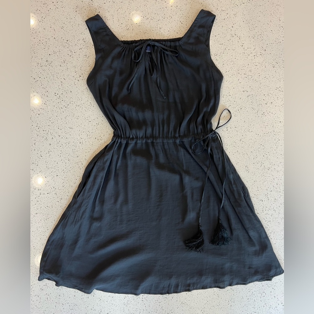 Gap Black A-Line Dress with Cinched Waist - Large